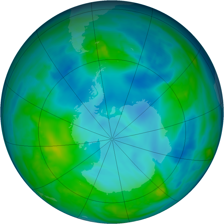 Antarctic ozone map for 14 May 2014